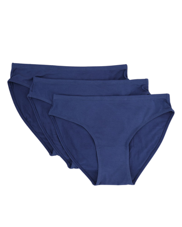 S303 Indigo Blue Modal Bikinis with Elastic Waist 3 Pack